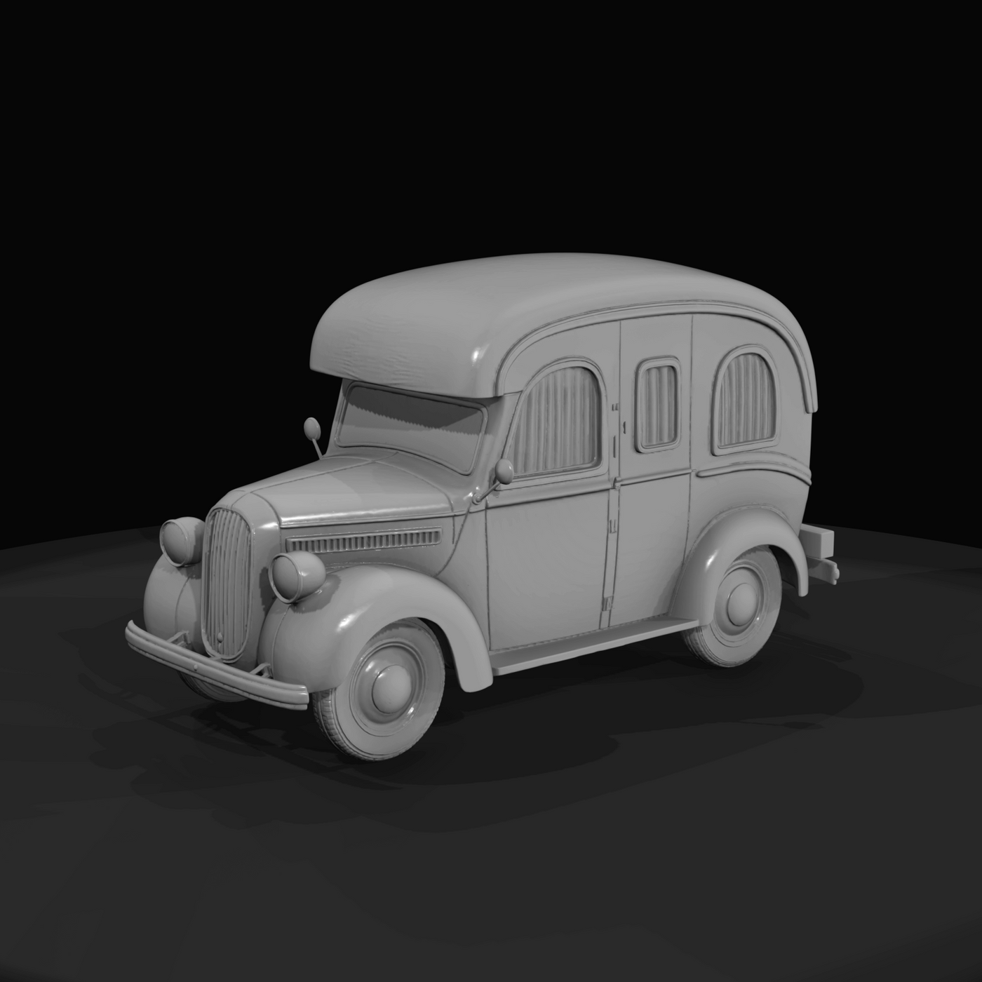 Likely a small 1930s passenger estate or panel van (stylized, not a specific make/model)