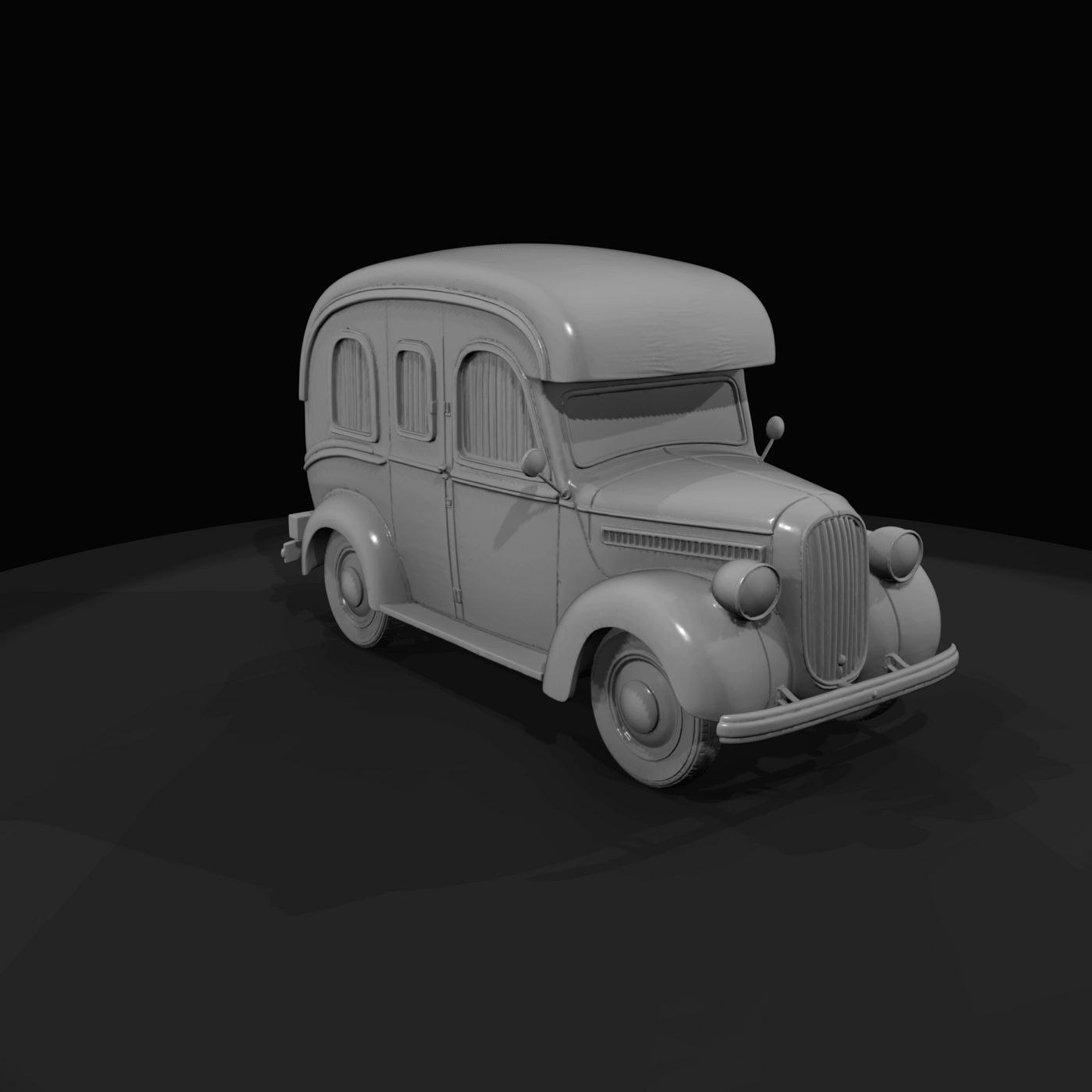 Likely a small 1930s passenger estate or panel van (stylized, not a specific make/model)