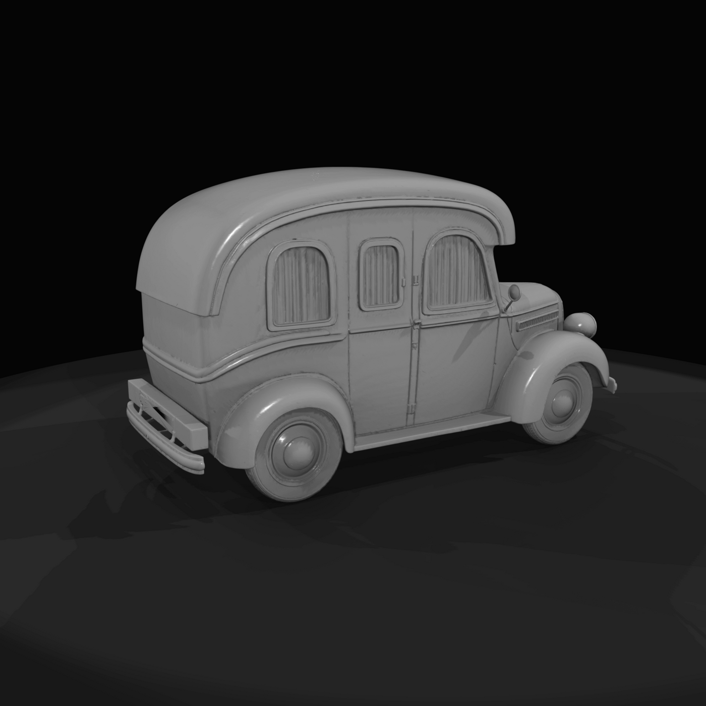 Likely a small 1930s passenger estate or panel van (stylized, not a specific make/model)