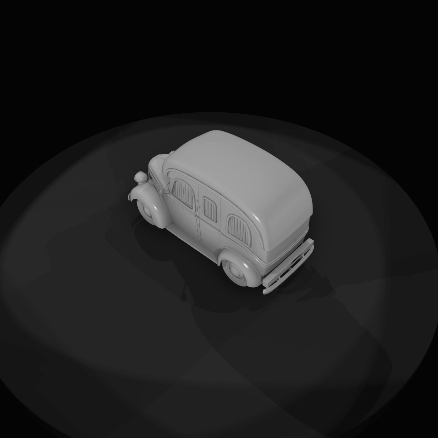 Likely a small 1930s passenger estate or panel van (stylized, not a specific make/model)
