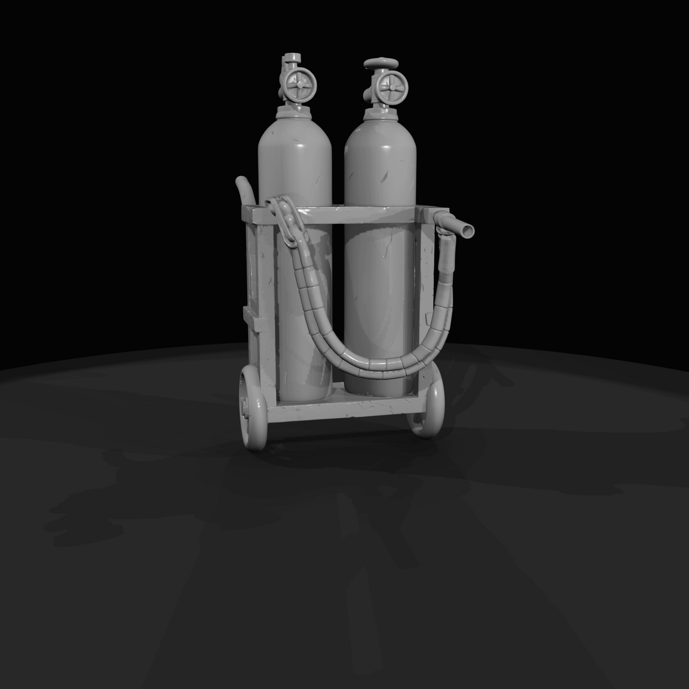 Two Cylinder Welding Cart With Torch And Hoses (1950s)