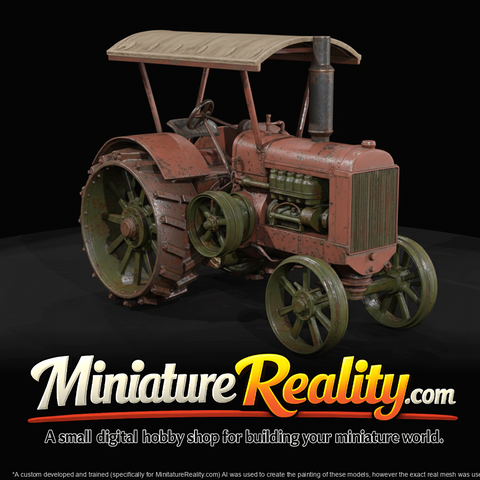 Covered Vintage Tractor with Belt Drive
