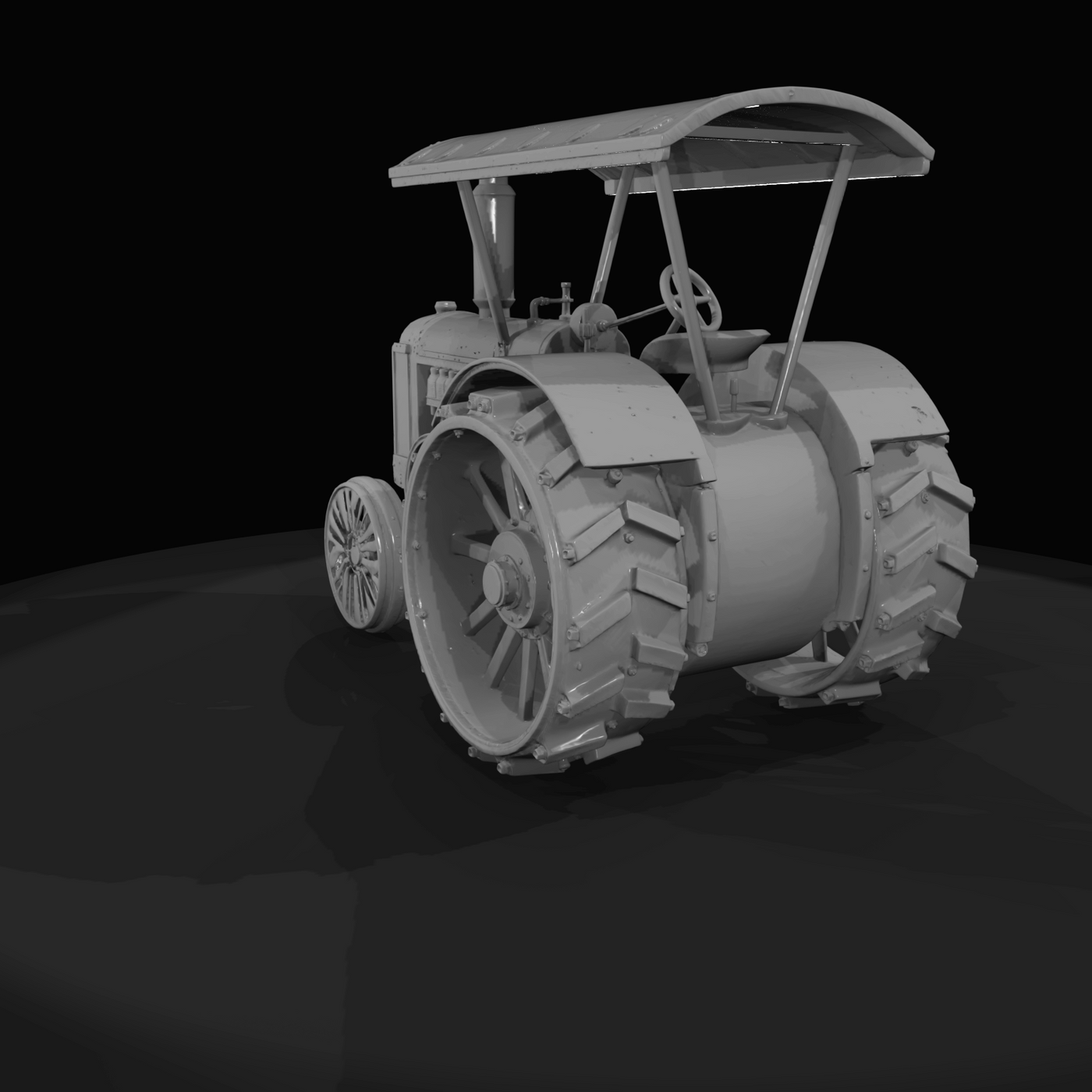 Covered Vintage Tractor with Belt Drive