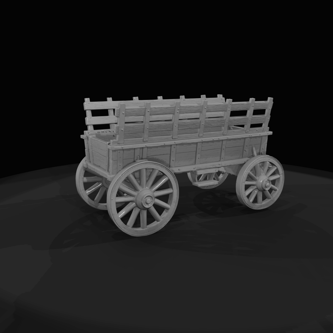 wooden hay wagon–farm cart (1880s–1940s) — rusted metal fittings, horse-drawn agricultural