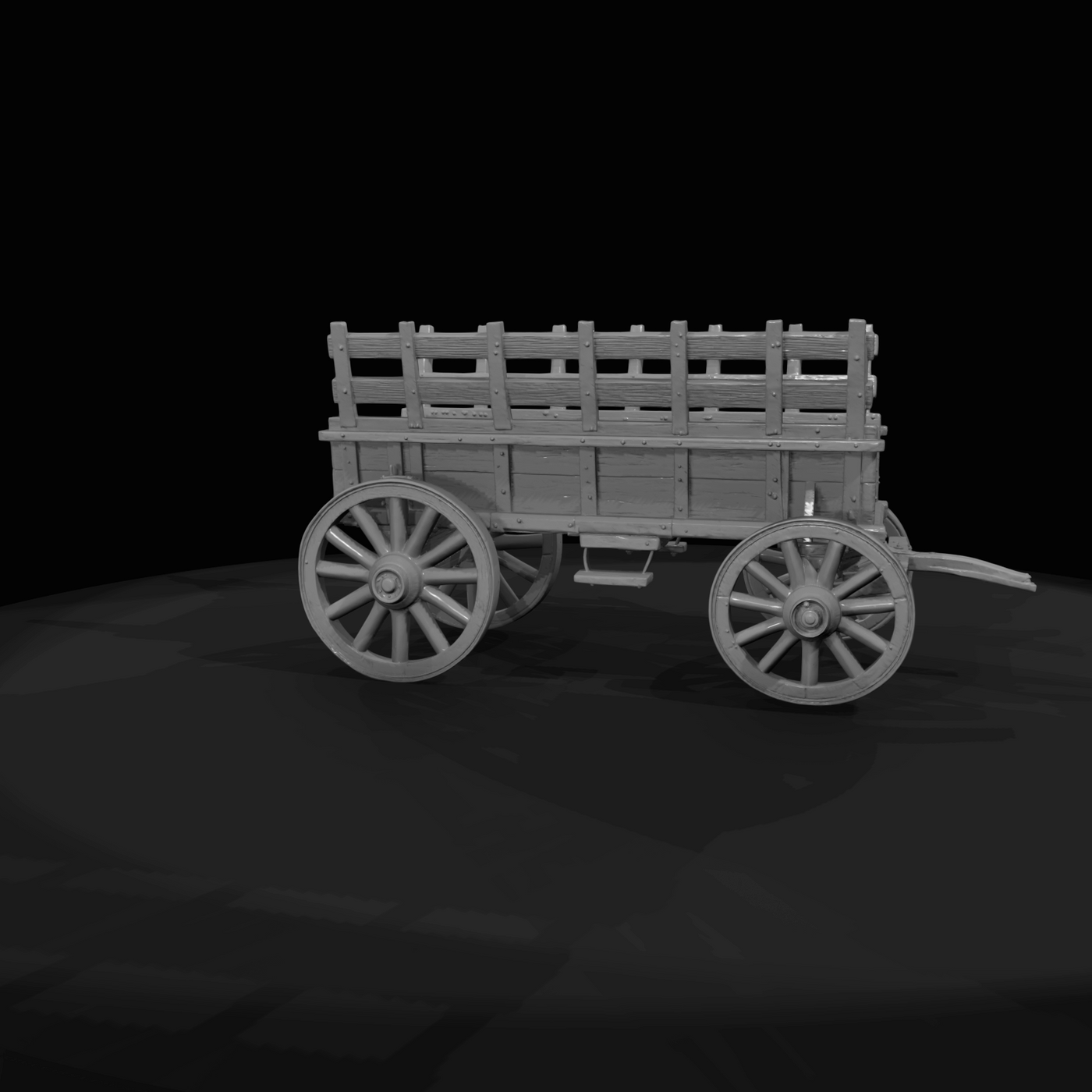 wooden hay wagon–farm cart (1880s–1940s) — rusted metal fittings, horse-drawn agricultural