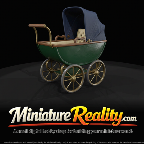 Antique Doll Pram Perambulator Doll Carriage (1890s-1910s)