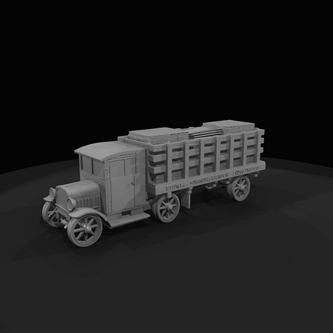 1920's Truck with Trailer of Crates