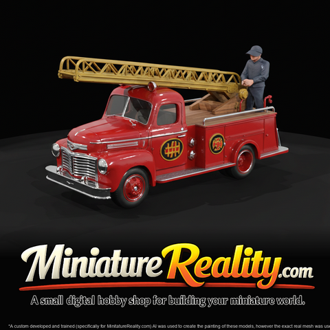 vintage ladder fire truck (1900s–1930s) — antique vehicle, red-painted metal, early aerial ladder