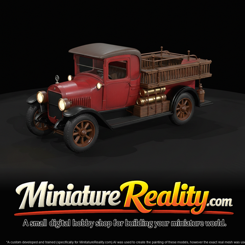 open-cab pumper parade fire engine (1900s–1920s) — red lacquer, vintage ceremonial apparatus