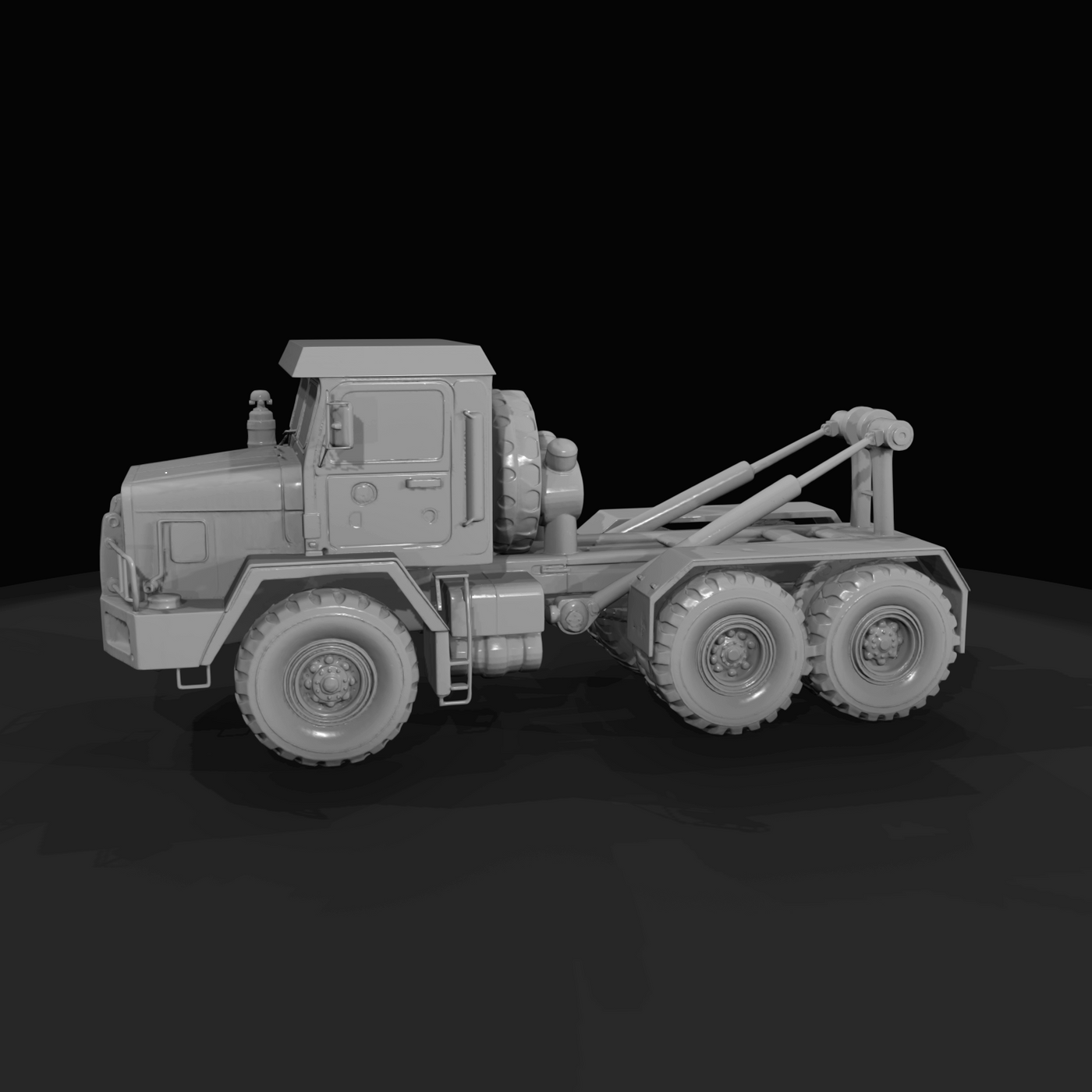 6x6 heavy duty roll-off / hook-lift logistics truck (similar to military cargo/utility trucks)
