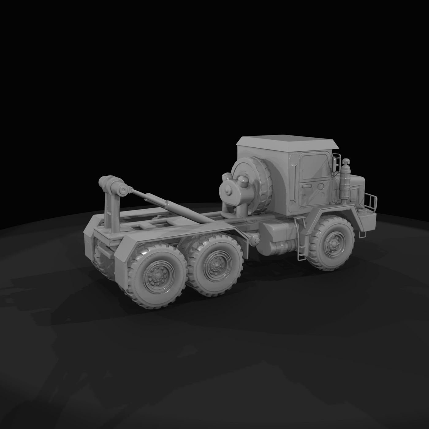 6x6 heavy duty roll-off / hook-lift logistics truck (similar to military cargo/utility trucks)