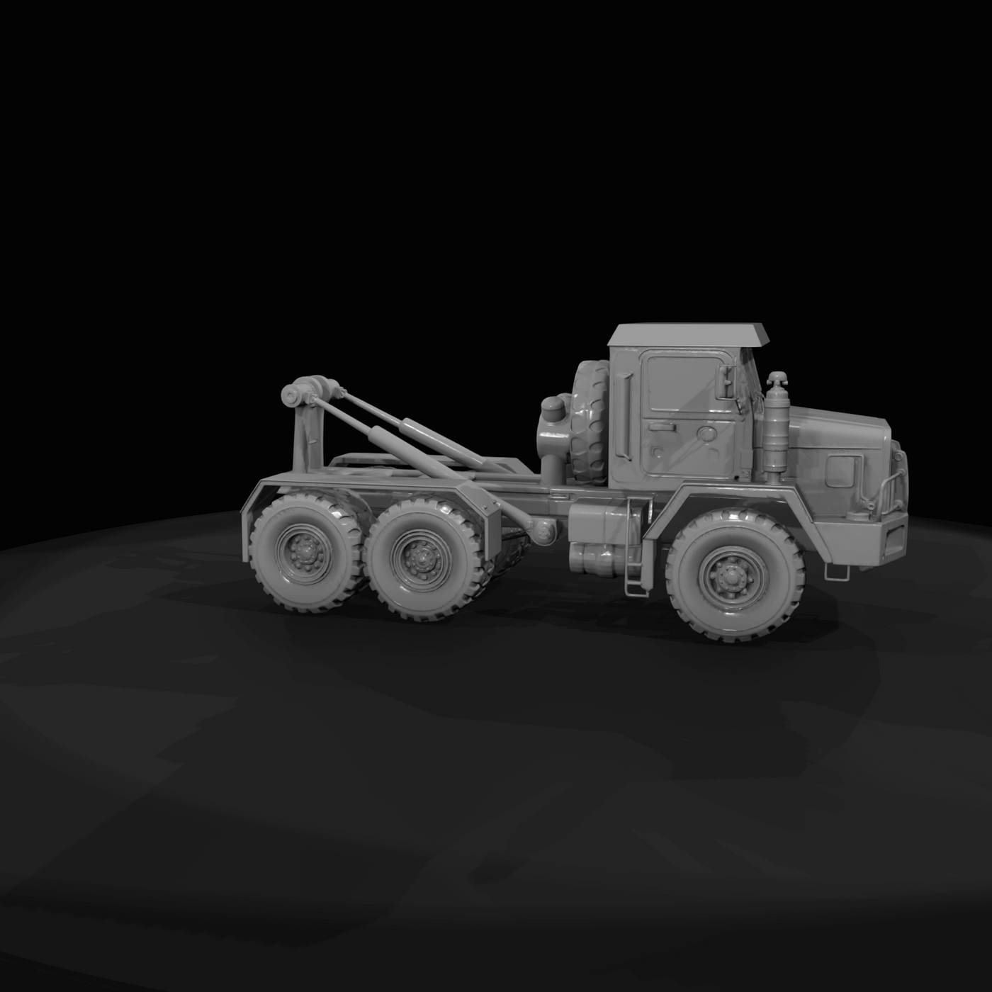 6x6 heavy duty roll-off / hook-lift logistics truck (similar to military cargo/utility trucks)