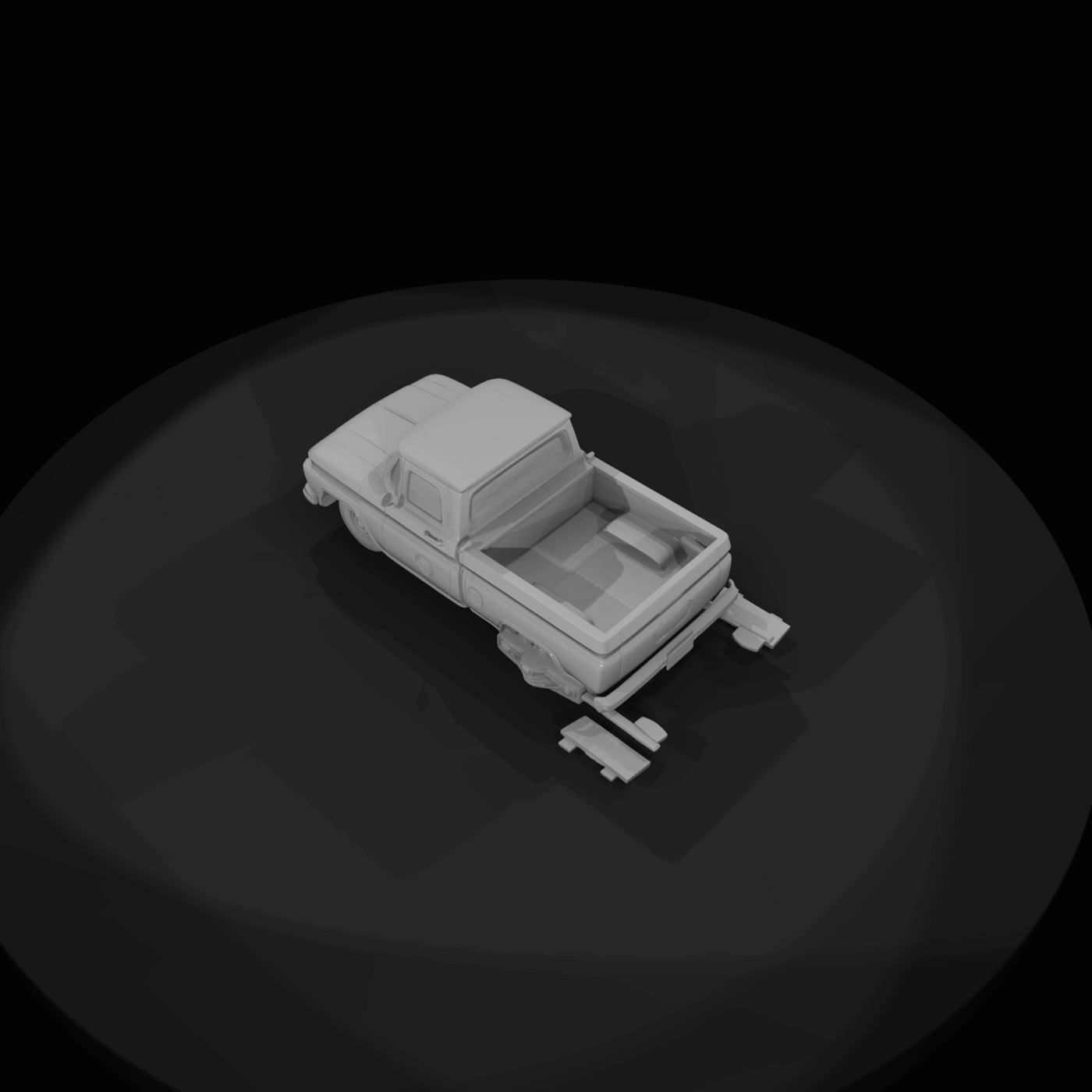 stylized 1960s-era small/short-bed pickup (Chevrolet/C10-like proportions)