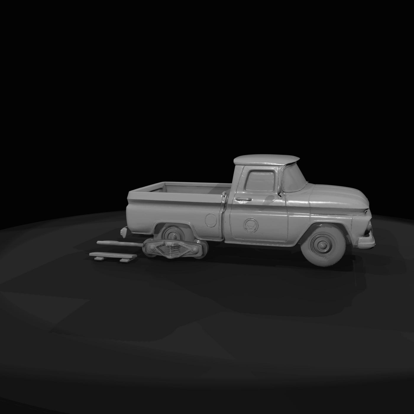 pickup truck modified for railway track operation