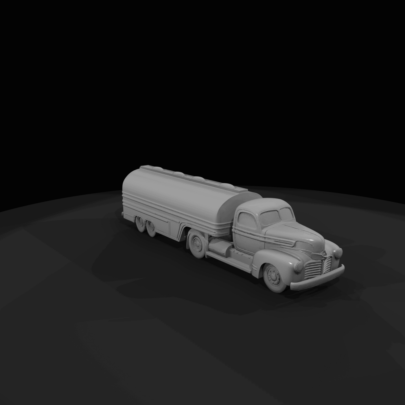 streamlined tanker truck with attached trailer