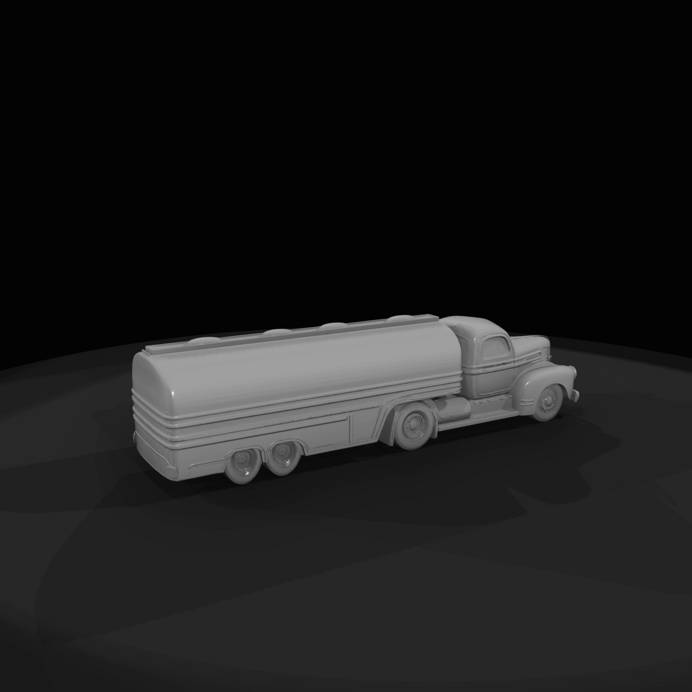 streamlined tanker truck with attached trailer