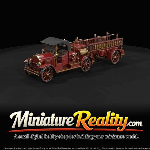 early 1900s American-style fire engine (open-cab, hose reel and ladder bed)