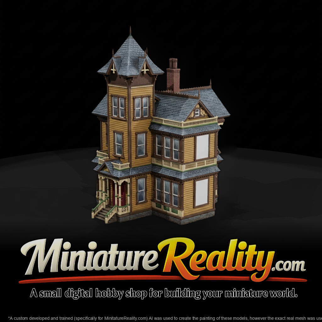 Victorian Mansion Façade with Tower