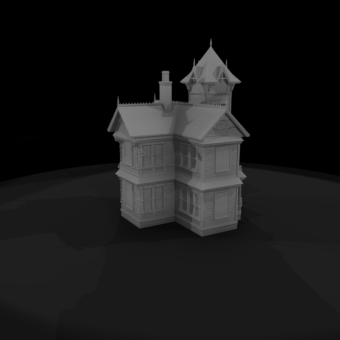 Victorian Mansion Façade with Tower