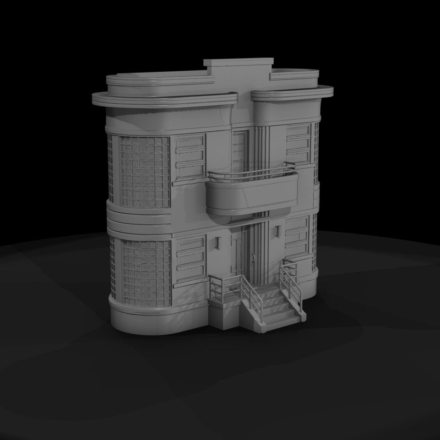 Streamline Moderne Two-Story Facade