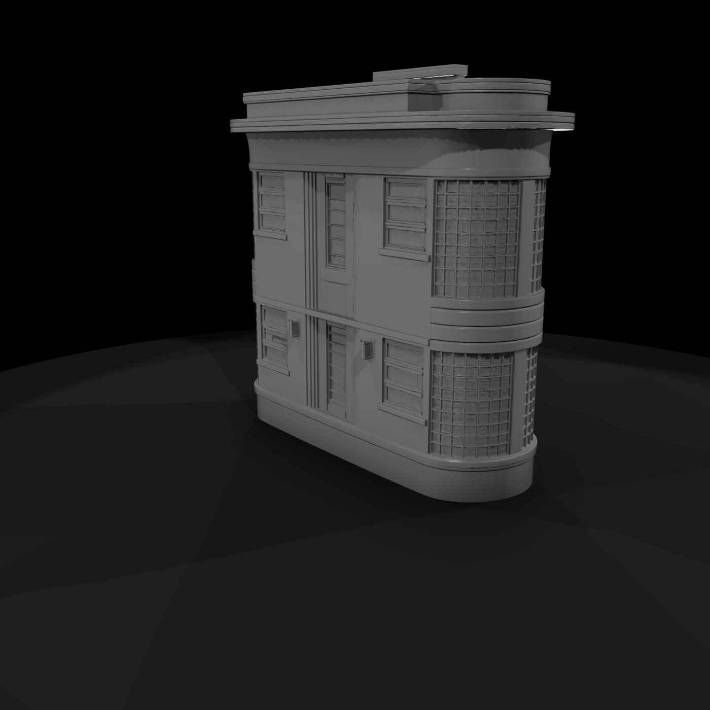 Streamline Moderne Two-Story Facade