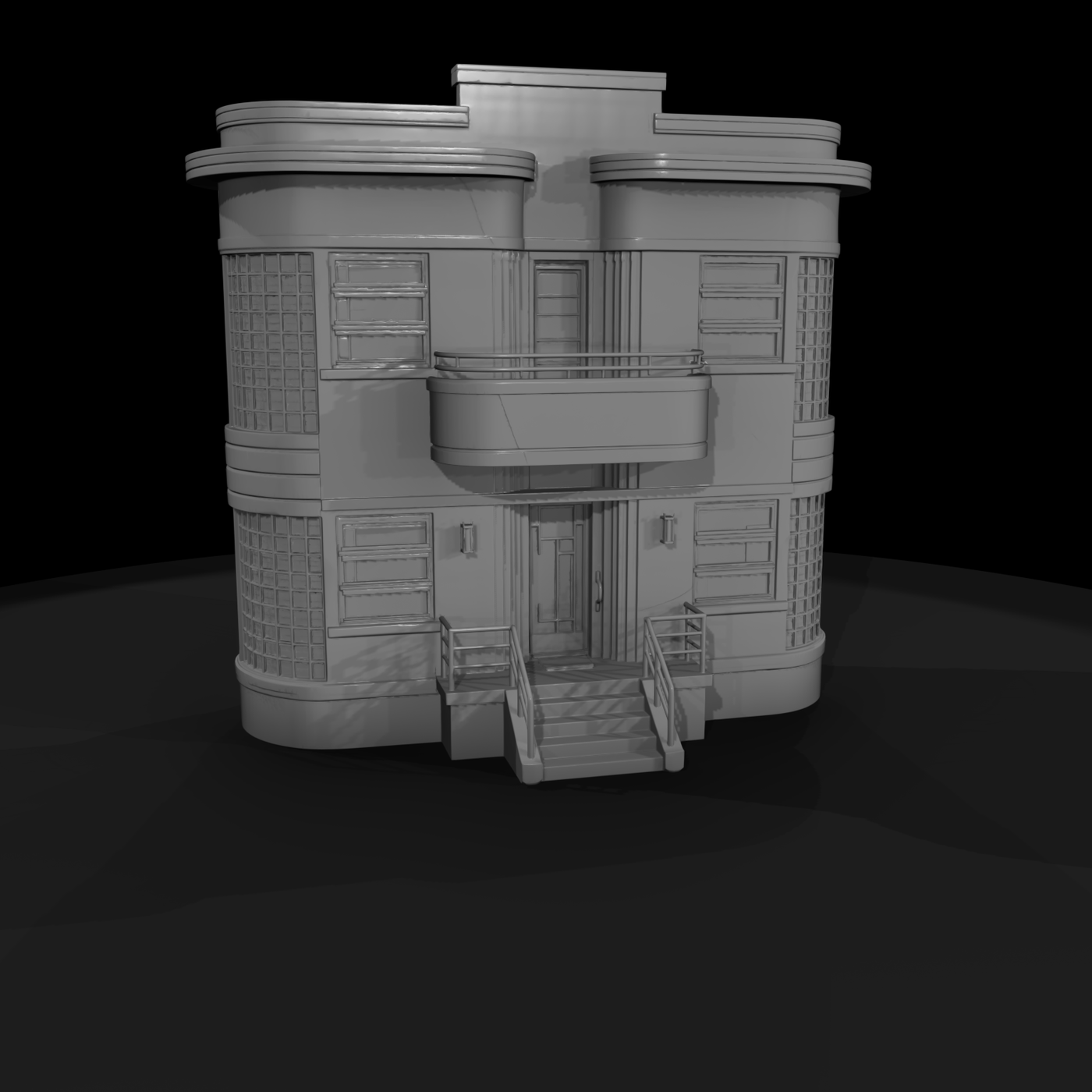 Streamline Moderne Two-Story Facade