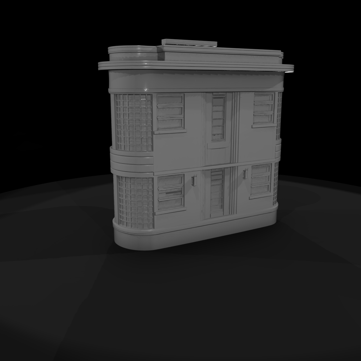 Streamline Moderne Two-Story Facade