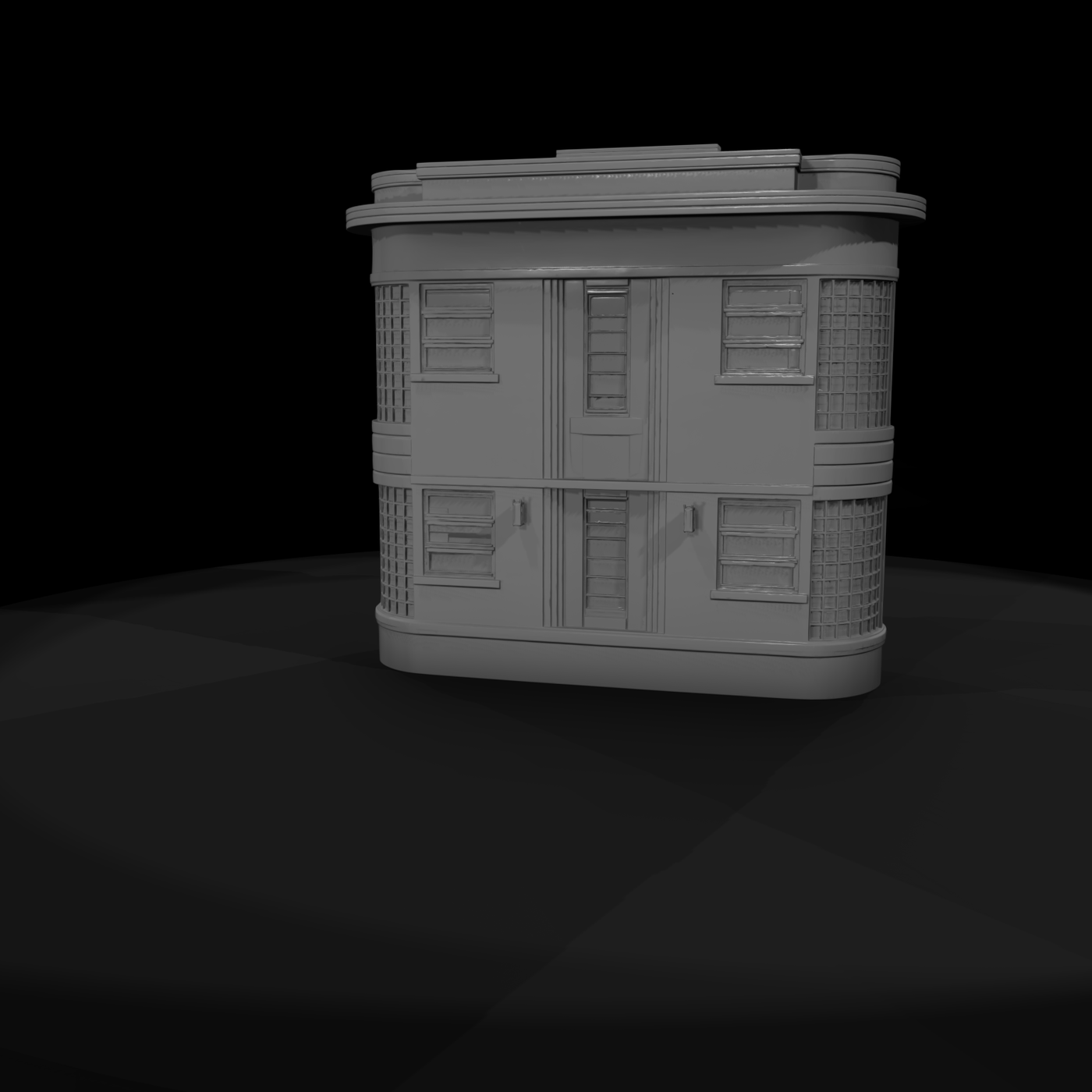 Streamline Moderne Two-Story Facade