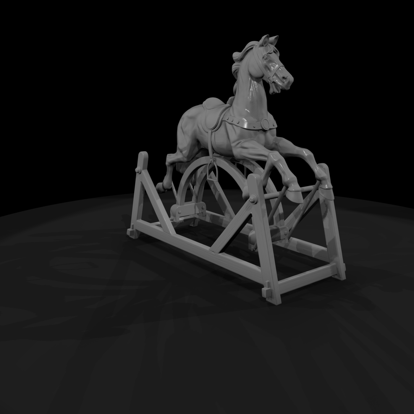 Wooden Rocking Horse on Cradle