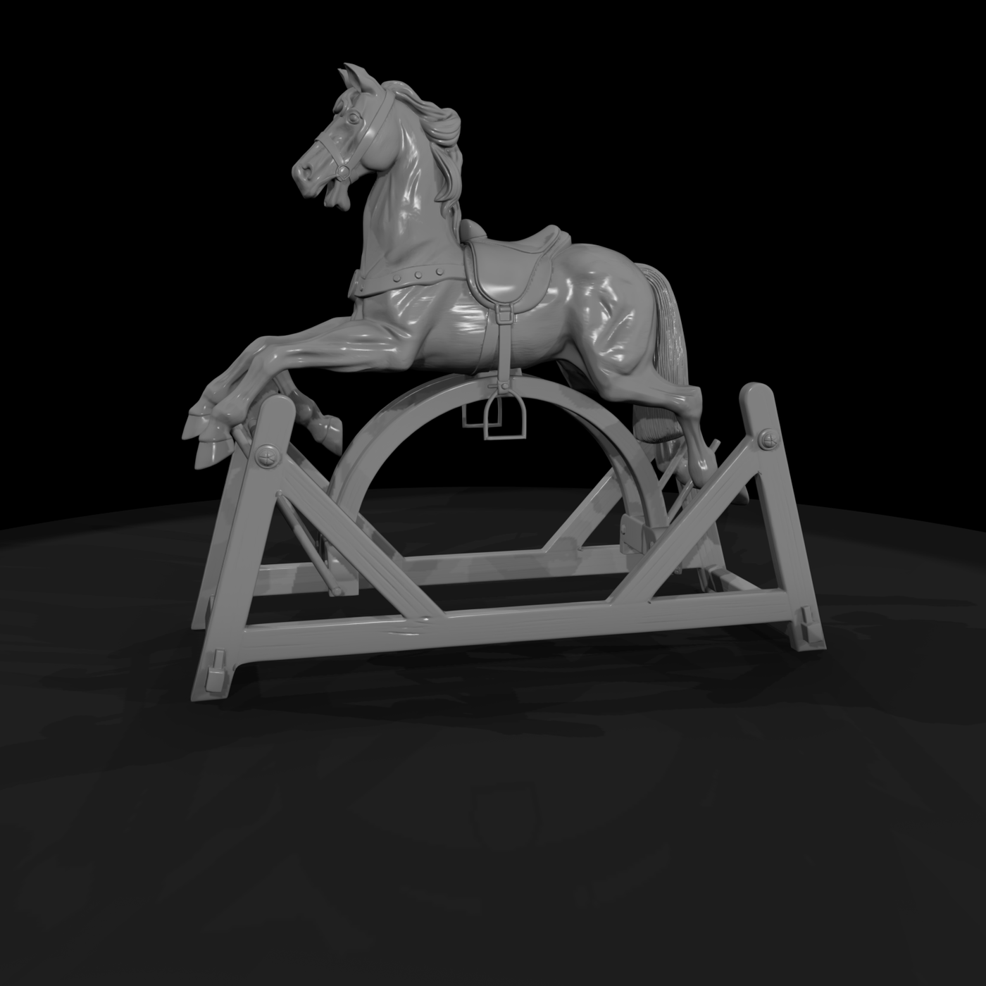 Wooden Rocking Horse on Cradle