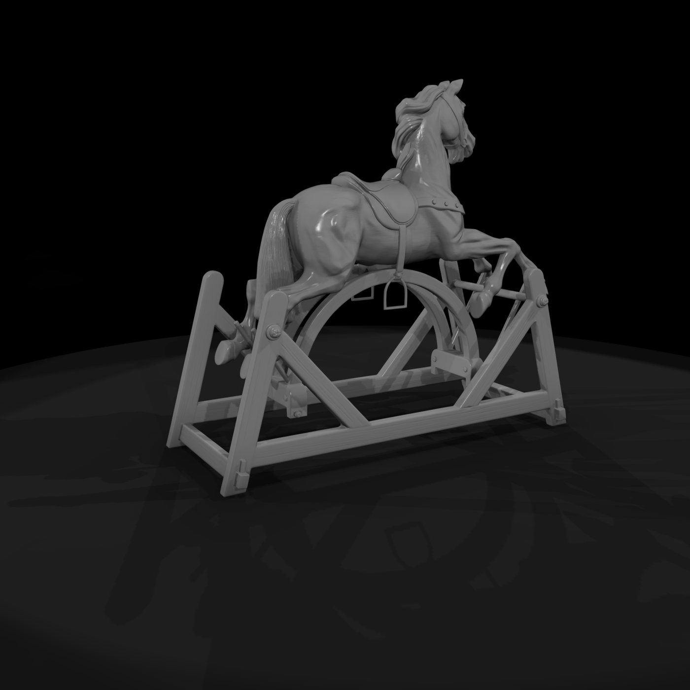 Wooden Rocking Horse on Cradle