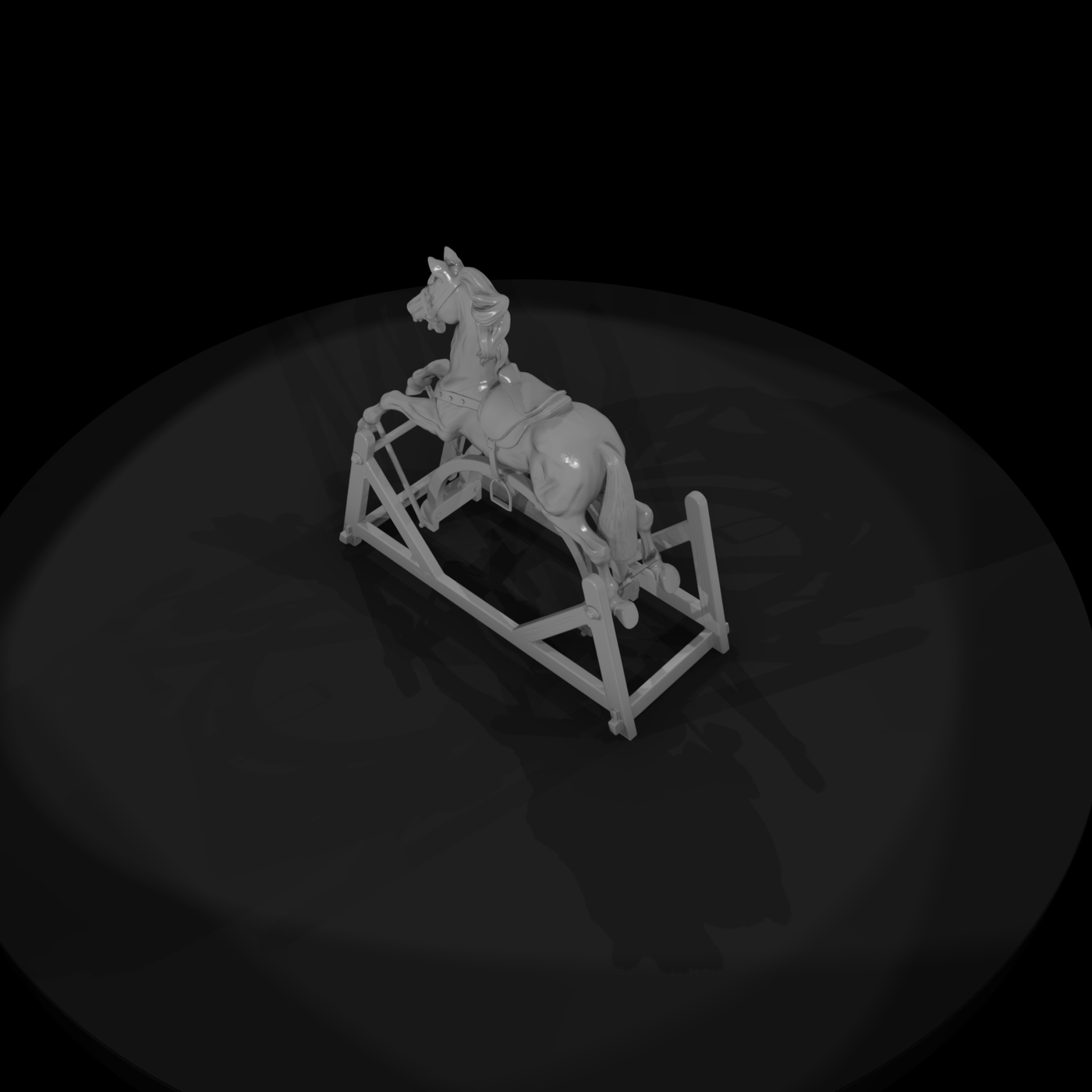 Wooden Rocking Horse on Cradle