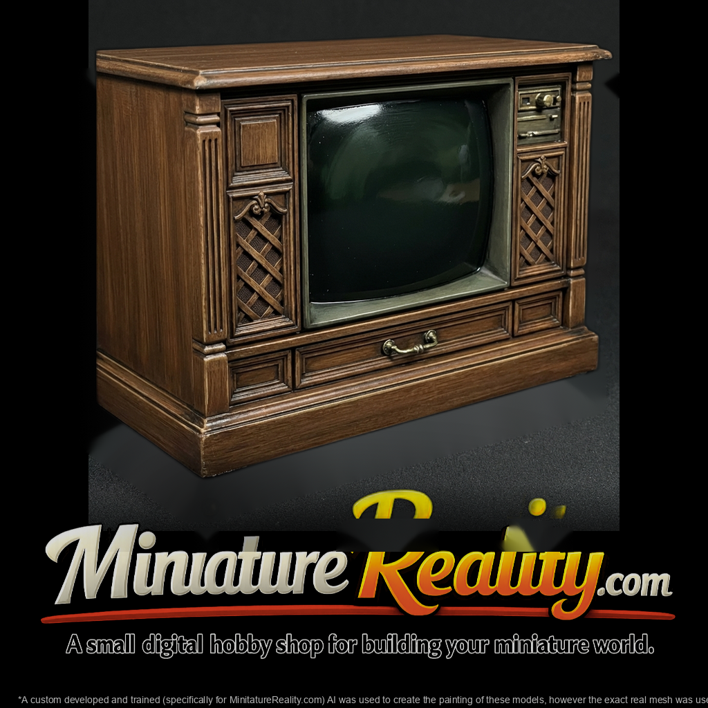 1970s Wooden Console TV Cabinet