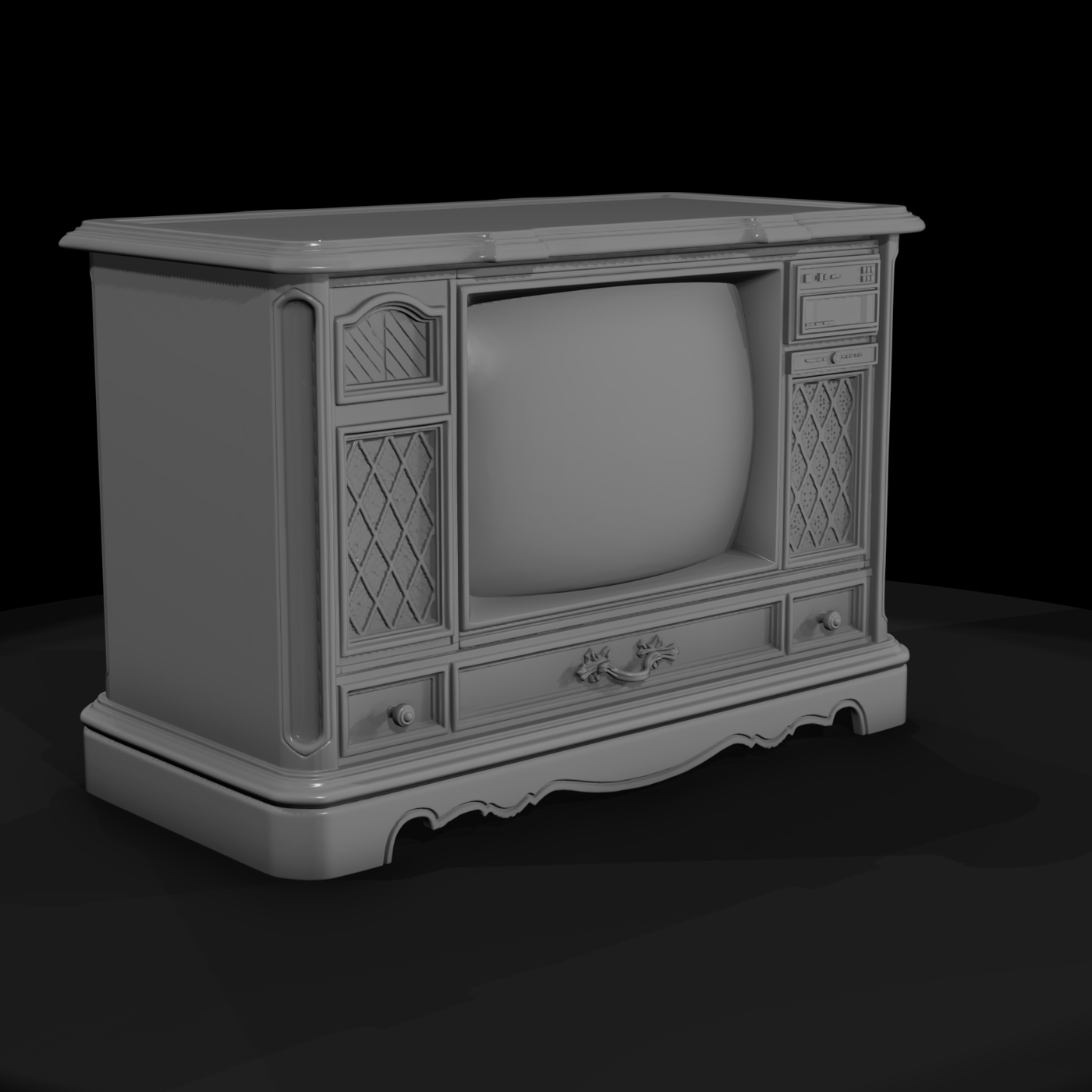 1970s GE Console TV Cabinet & HO Layouts