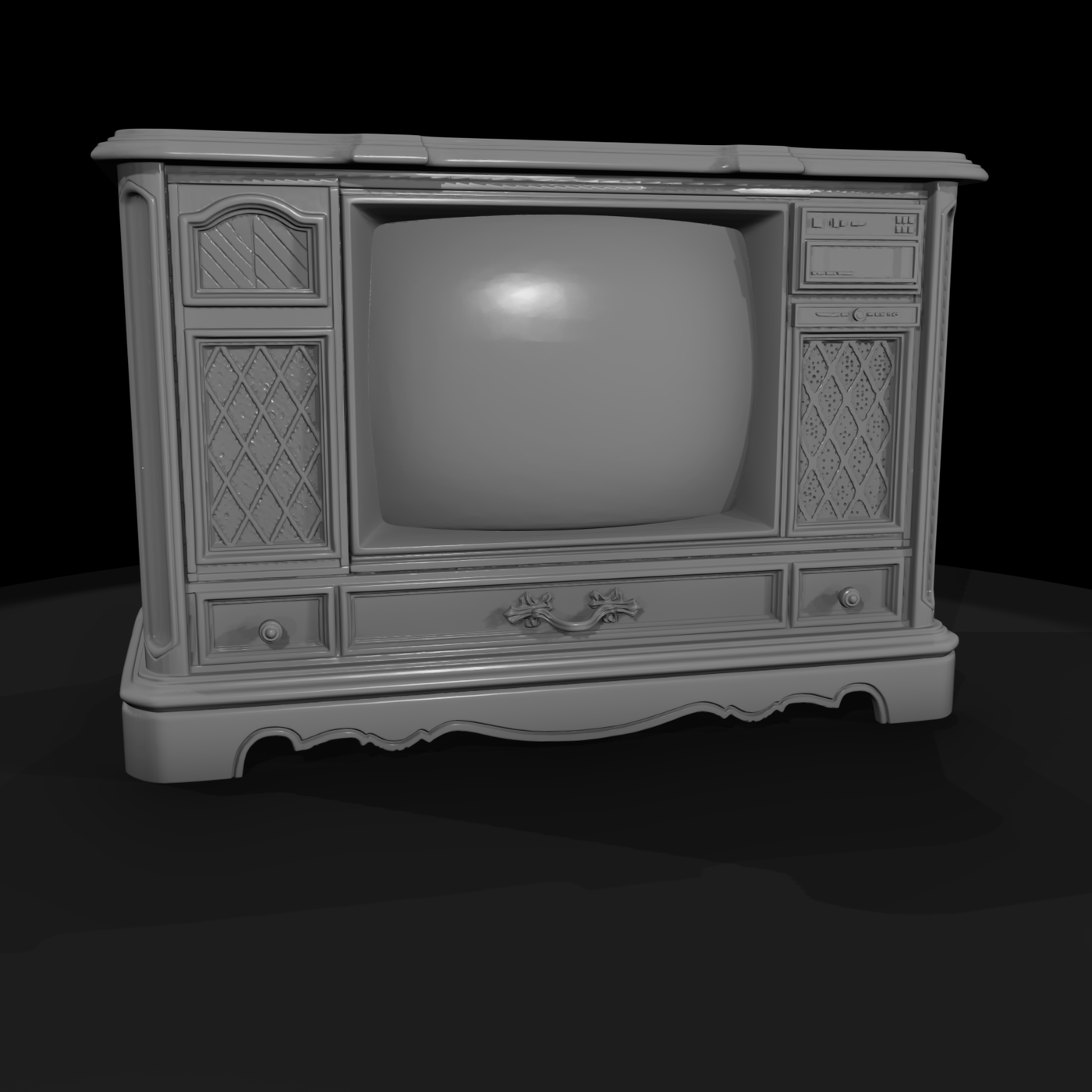 1970s GE Console TV Cabinet & HO Layouts