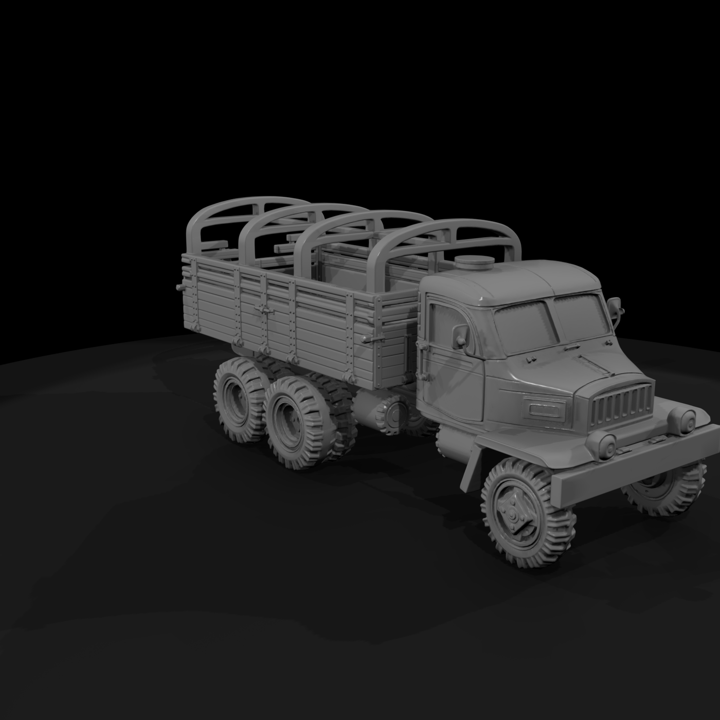6x6 Military Stake-Bed Cargo Truck — 3D Printable Miniature