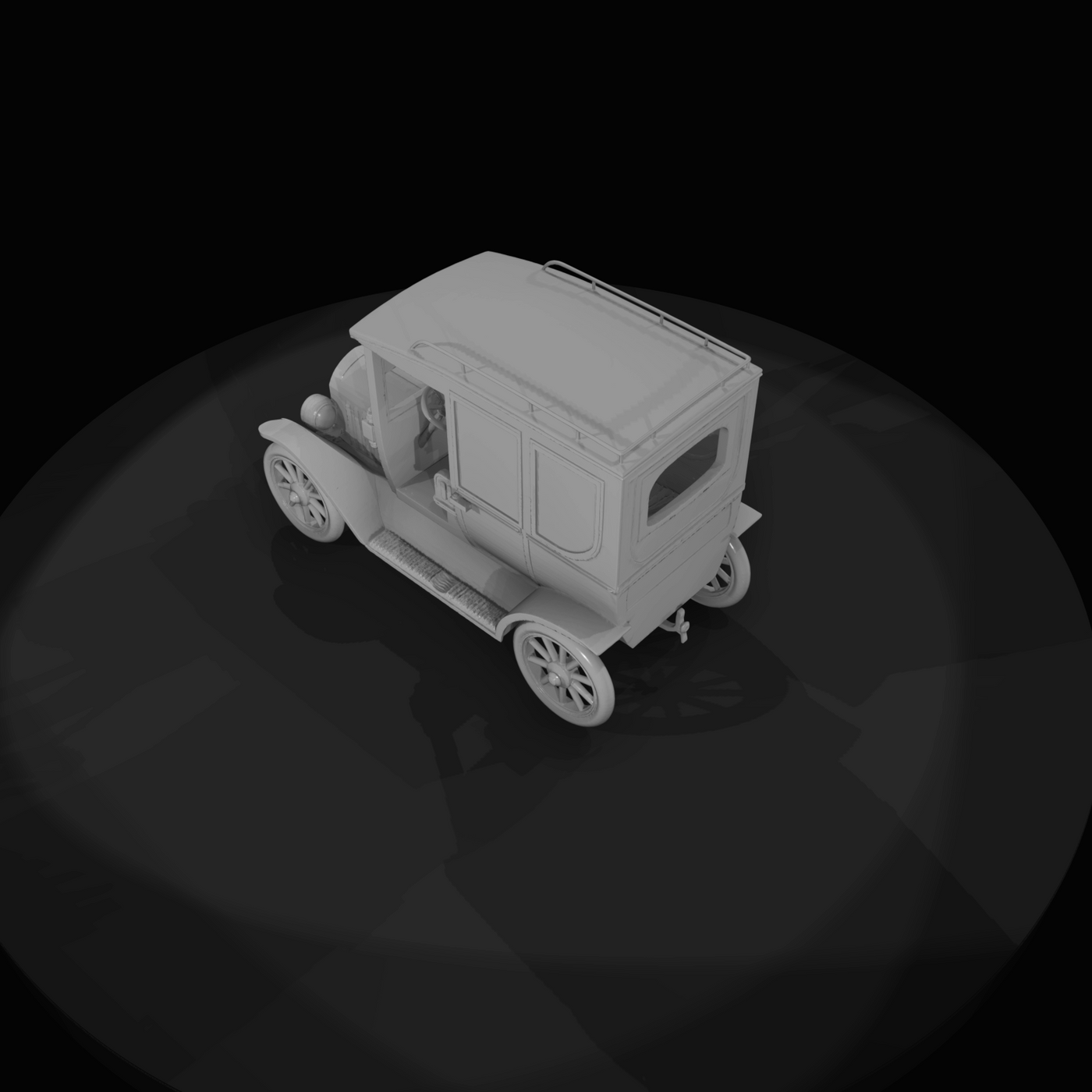 antique automobile (early 1900s touring sedan)