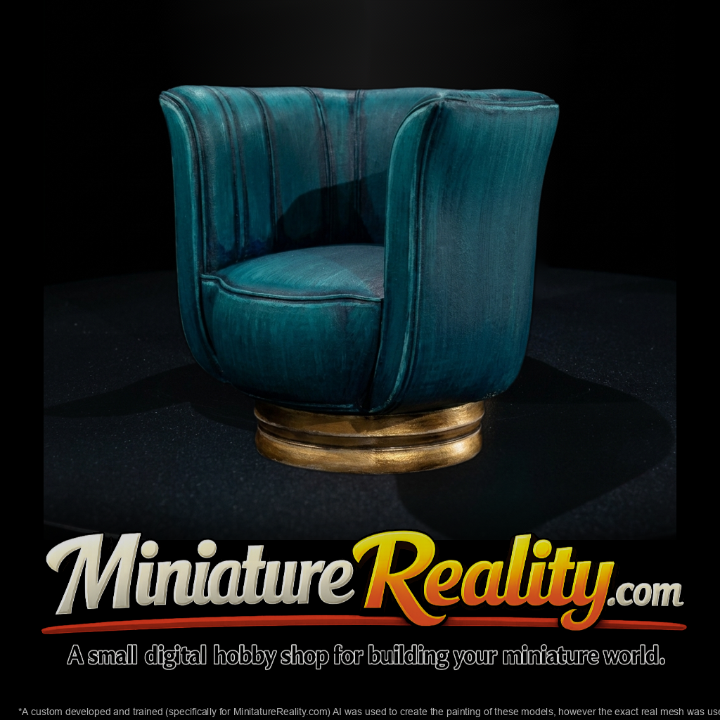 Art Deco Swivel Barrel Accent Chair for Dioramas - HO