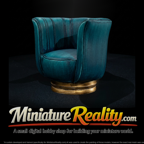 Art Deco Swivel Barrel Accent Chair for Dioramas - HO