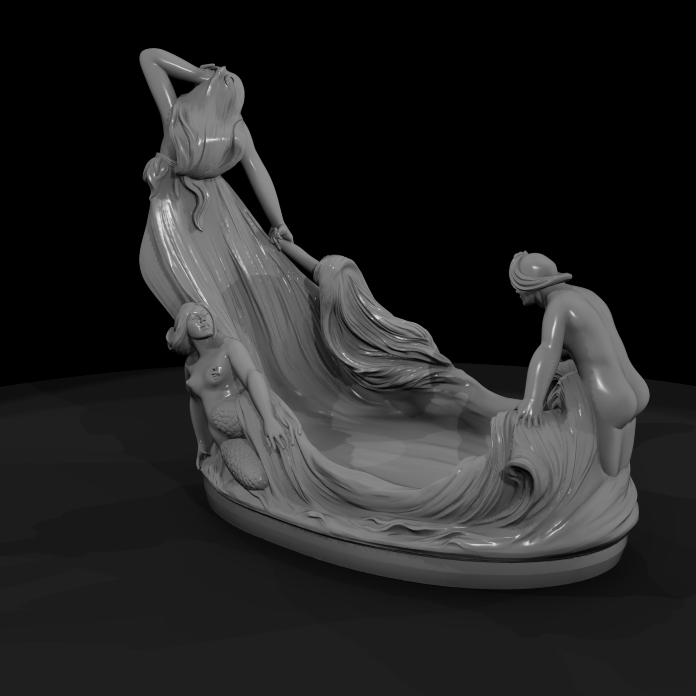 Art Nouveau Mermaid Decorative Tray for Dioramas
