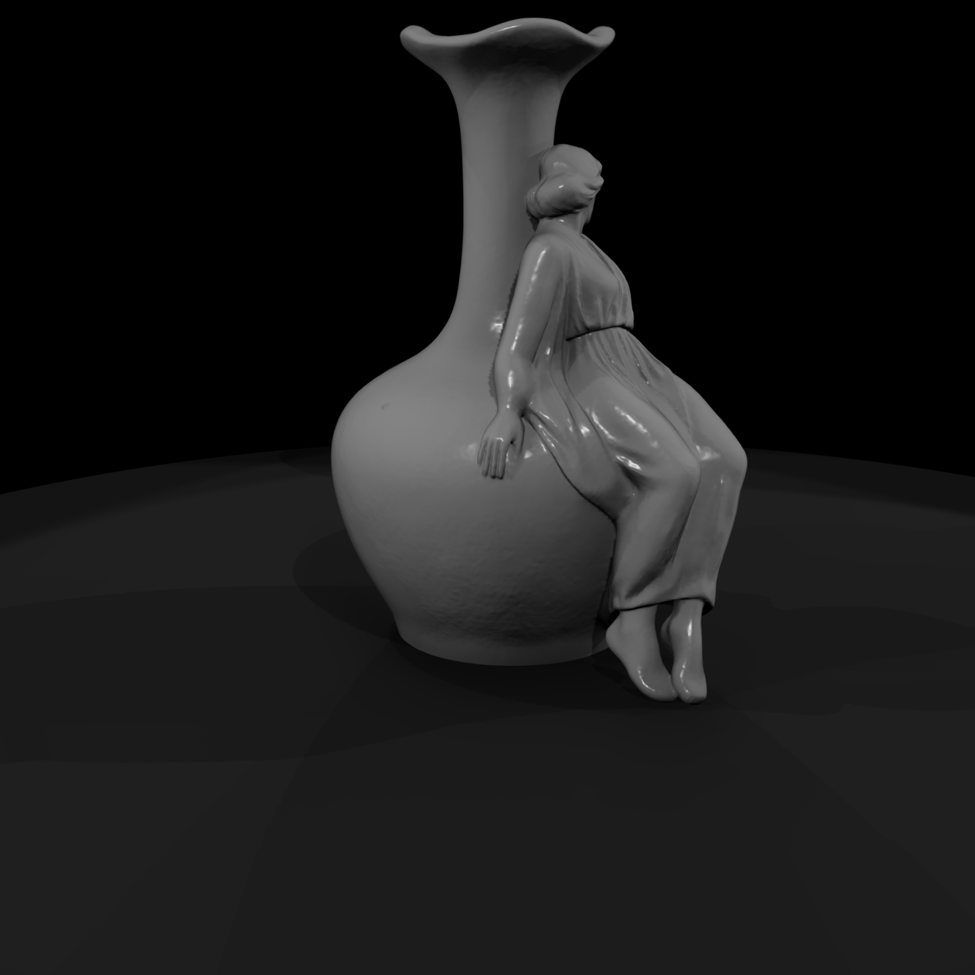 Art Nouveau Seated Woman Vase — Decorative Accent
