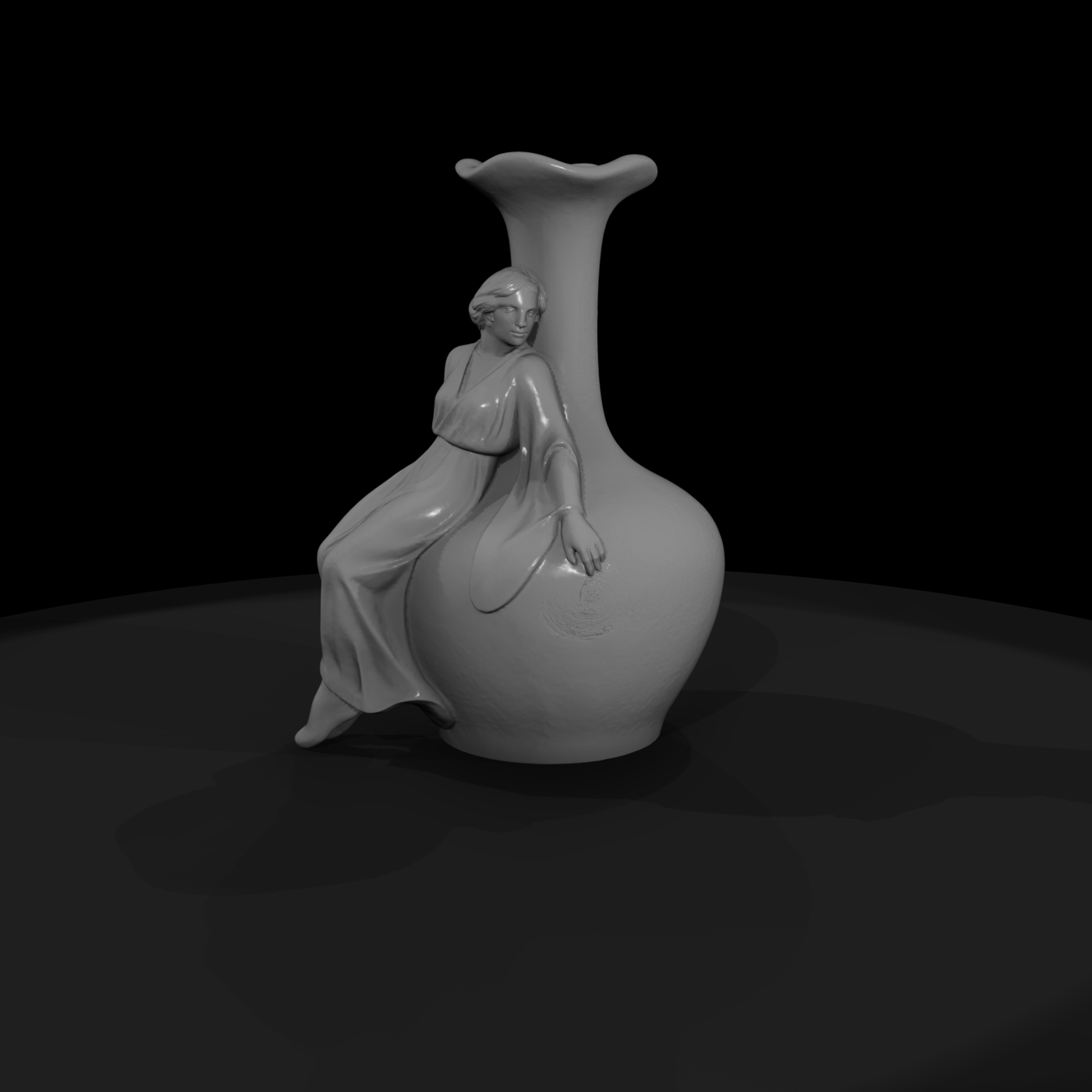 Art Nouveau Seated Woman Vase — Decorative Accent