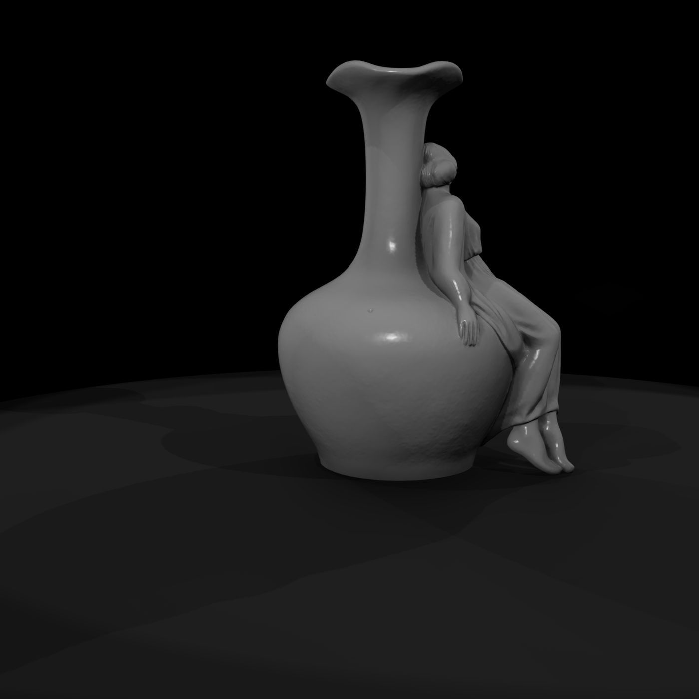 Art Nouveau Seated Woman Vase — Decorative Accent