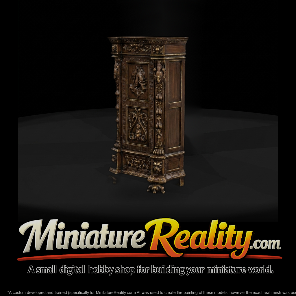 Baroque Carved Antique Cabinet HO 1:87 Diorama Prop