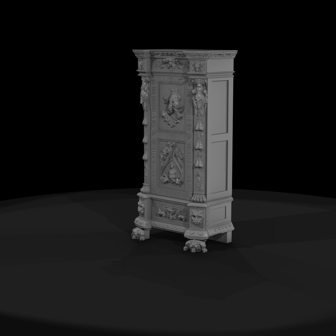 Baroque Carved Antique Cabinet HO 1:87 Diorama Prop