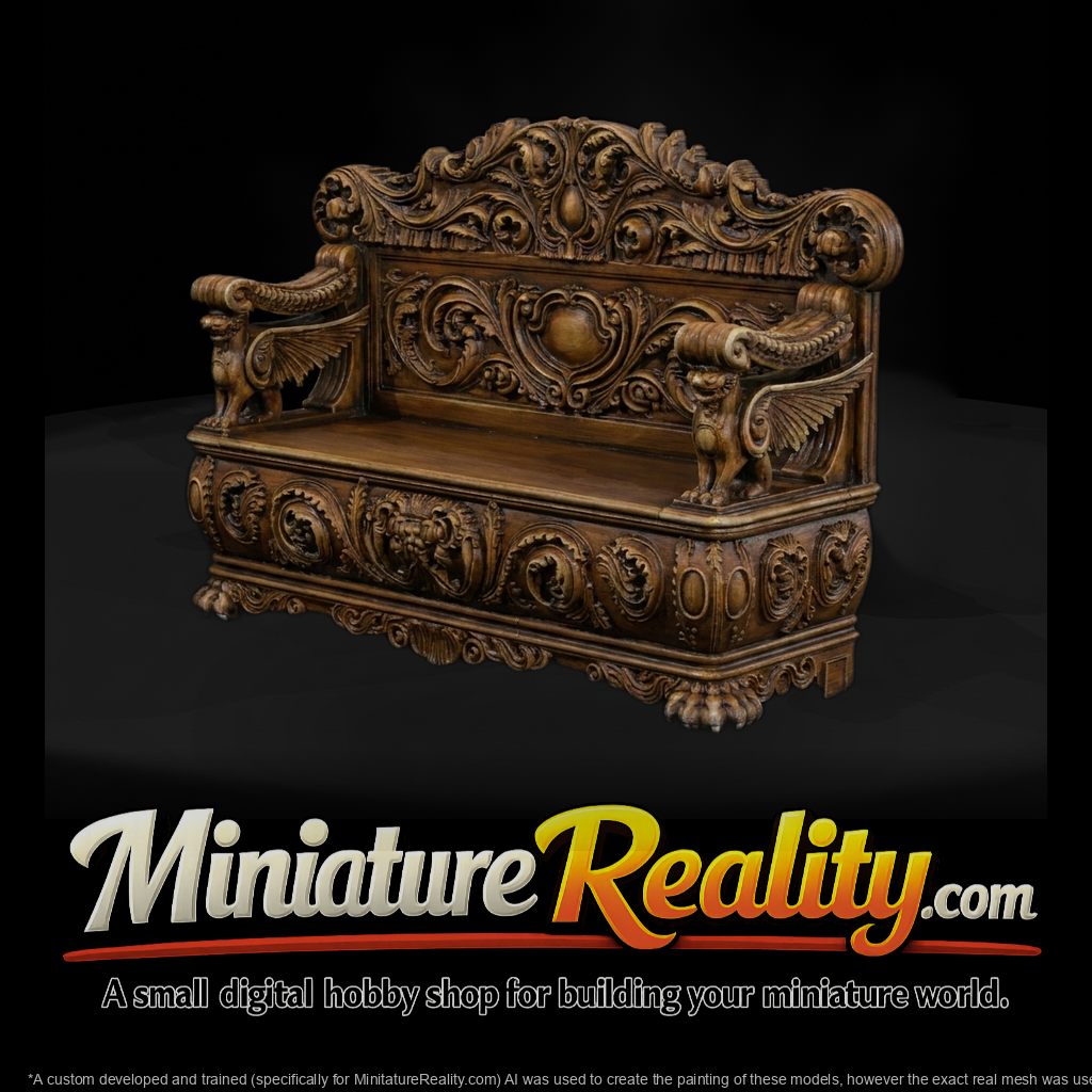 Baroque Carved Griffin Bench & Displays