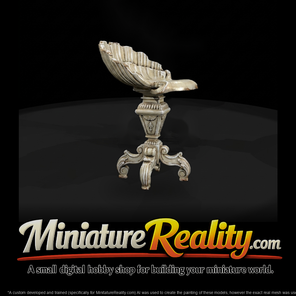 Baroque Neoclassical Shell Vanity Stool for Diorama