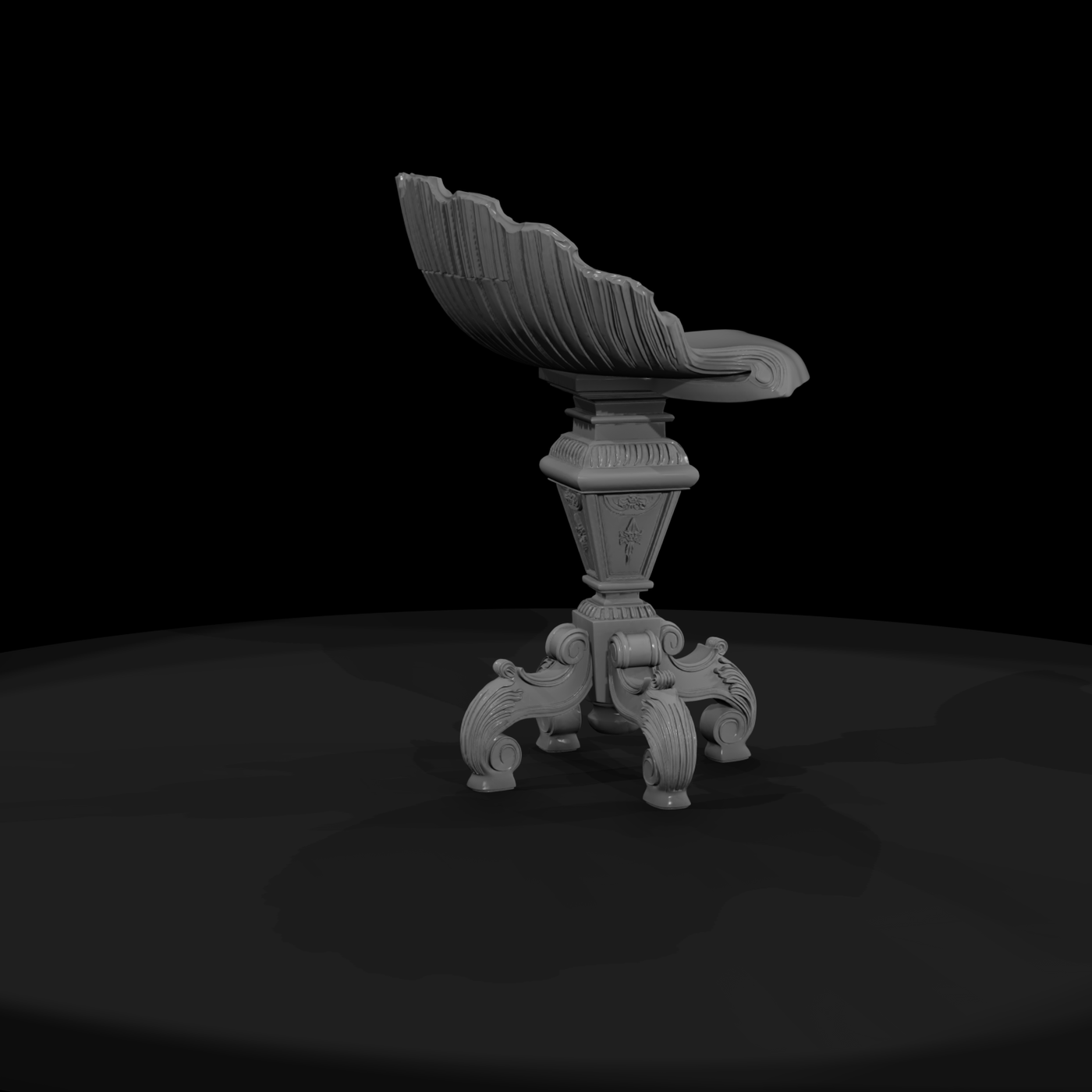 Baroque Neoclassical Shell Vanity Stool for Diorama
