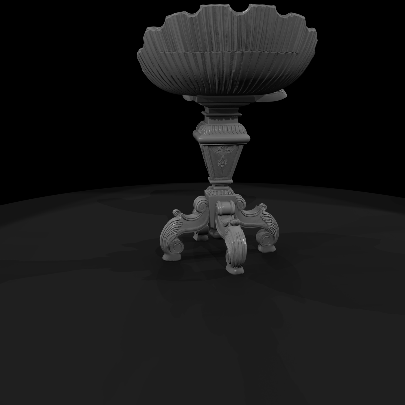 Baroque Neoclassical Shell Vanity Stool for Diorama