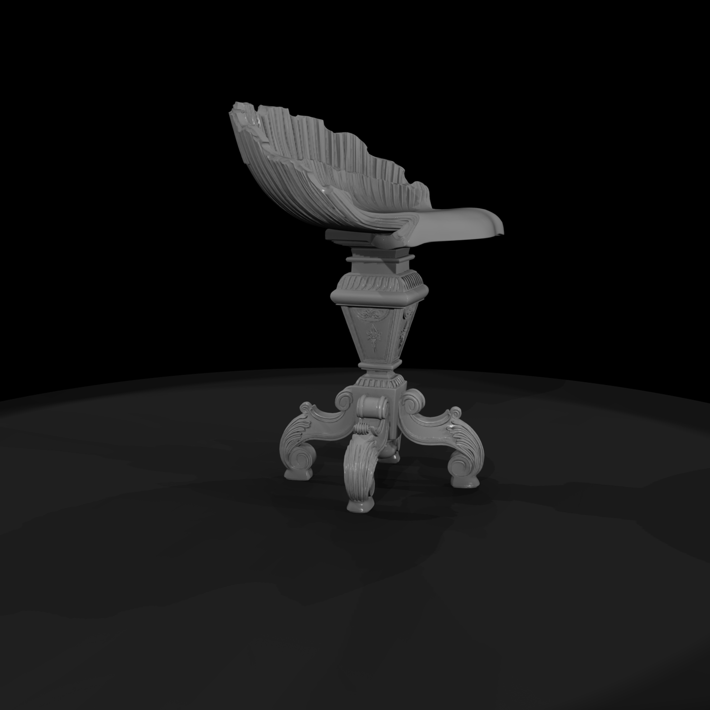 Baroque Neoclassical Shell Vanity Stool for Diorama